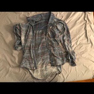 Brandy Melville Faded Blue Plaid Button-down
